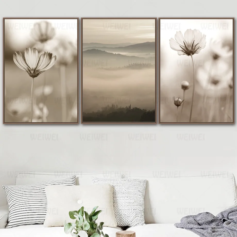 

Flower and Forest Decoration Painting In The Mist Living Room Decoration Home Decoration Canvas Painting Study Room Decor Poster