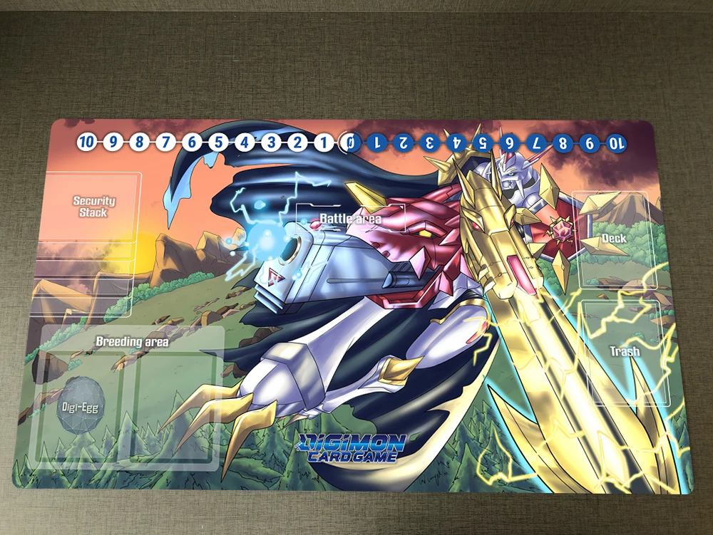 

Anime Digimon Omegamon Duel Playmat DTCG CCG Mat Trading Card Game Mat & Zones & Bag Anti-slip Rubber Desk Pad Mousepad 60x35cm