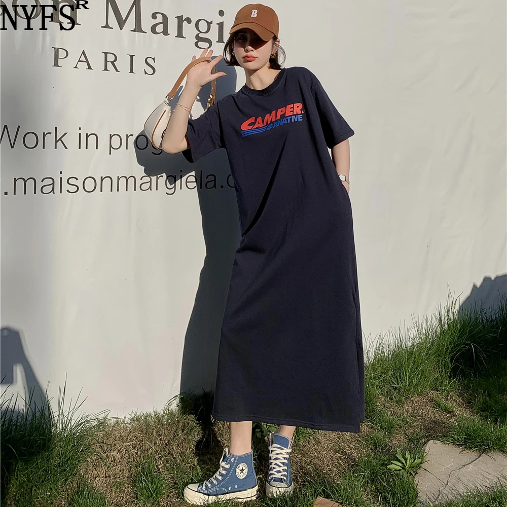 

Женское платье с буквенным принтом NYFS, летнее свободное платье с коротким рукавом, 2021