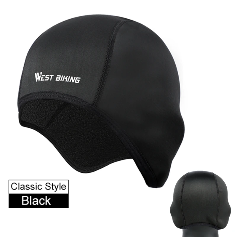 Classic Black WEST BIKING велосипедные шапки, зимние ветрозащитные велосипедные головные уборы, флисовые тепловые шлемы для мужчин и женщин, уличные Беговые лыжные велосипедные колпачки - Цвет: Classic Black