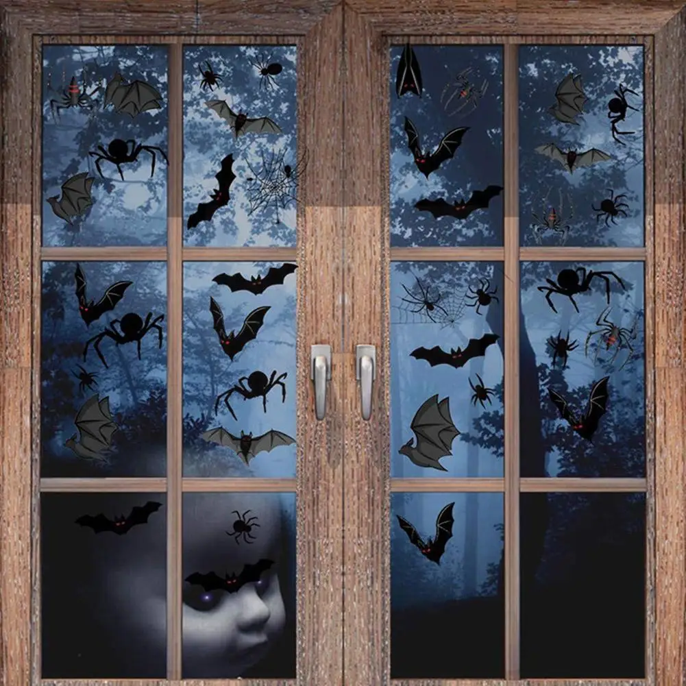 Новинка статическая Наклейка на окно Хэллоуин дом с привидениями летучая мышь