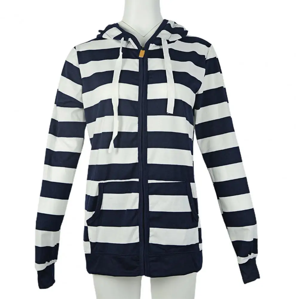 

Women's Sweatshirt Striped Hooded Autumn and Winter Drawstring Pocket Long Sleeve Hoodie Striped Sweater Sweatshirt
