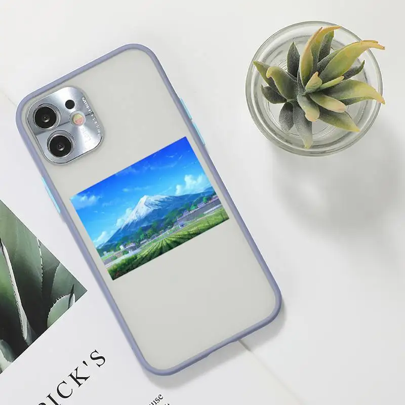 

Mount Fuji Art Painting Phone Case For iPhone 12 11 Mini Pro XR XS Max 7 8 Plus X Matte transparent Gray Back Cover
