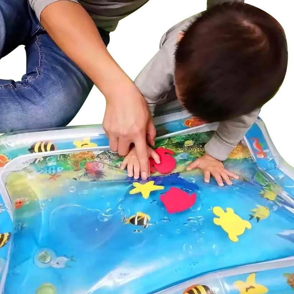 Детский водный коврик надувная подушка игровой для младенцев развивающая