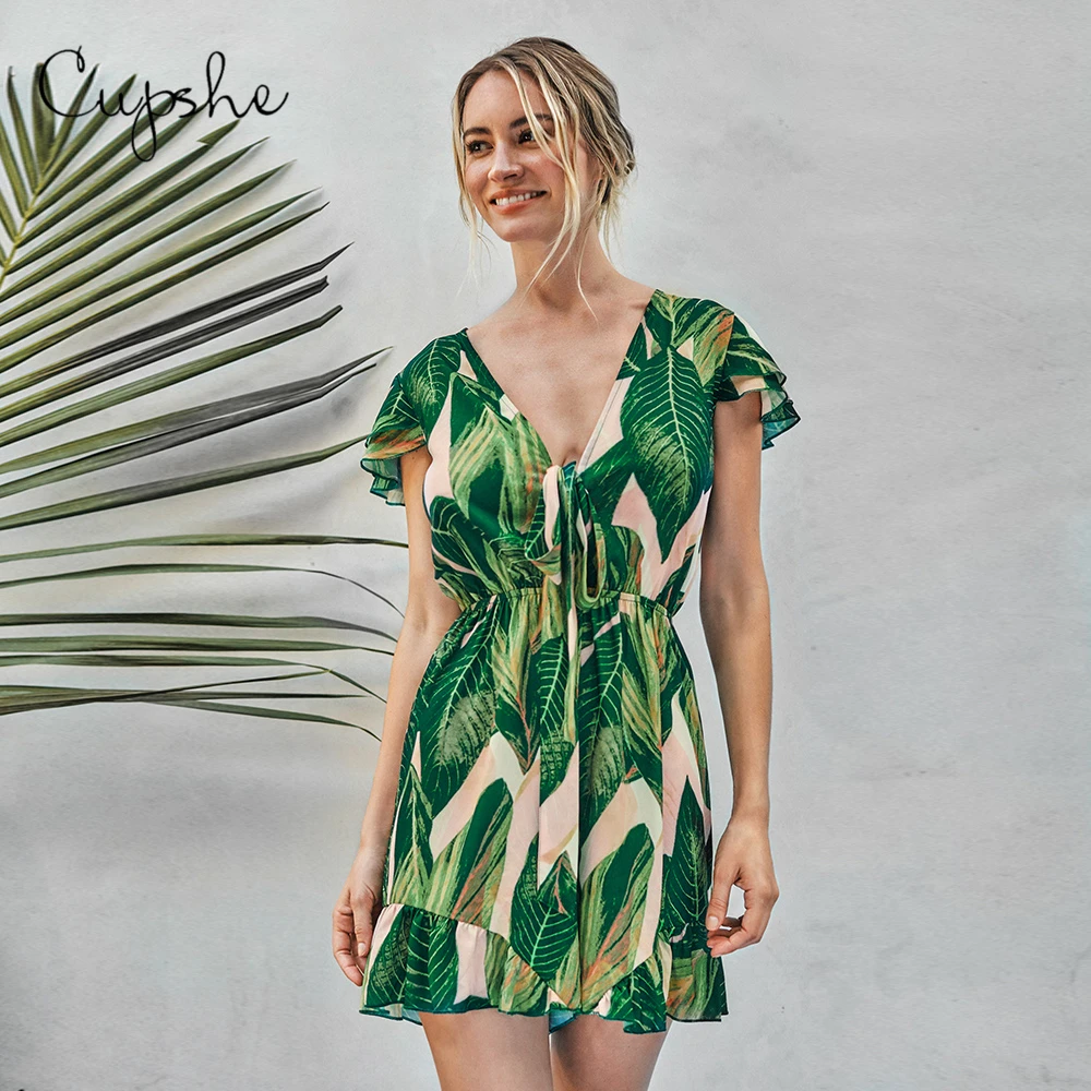 Женский комбинезон с оборками CUPSHE сексуальный короткий v образным вырезом