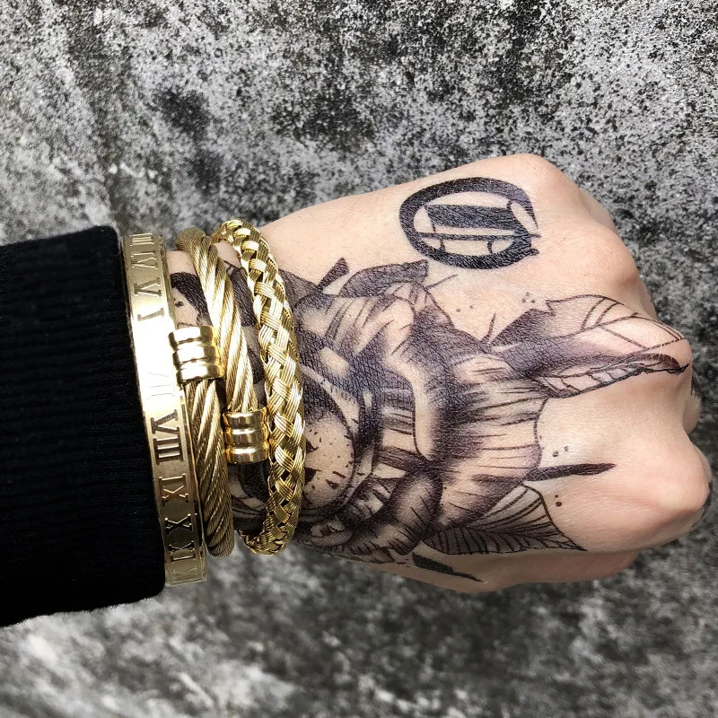 Мужской браслет из пеньковой веревки с римскими цифрами 3 шт./компл. ручная работа