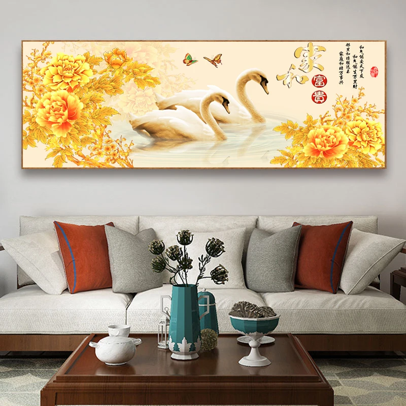 Современная домашняя Настенная картина Swemming с животными Милый Постер на удачу