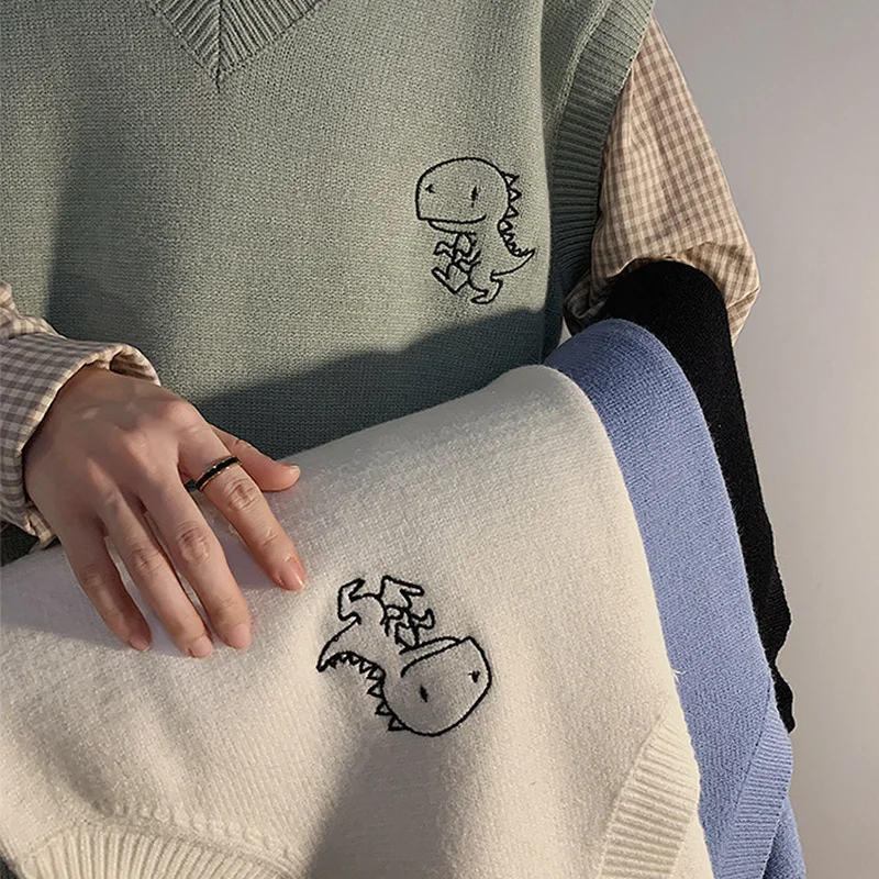 Мужской свитер с принтом свободные вязаные жилеты для студентов универсальные