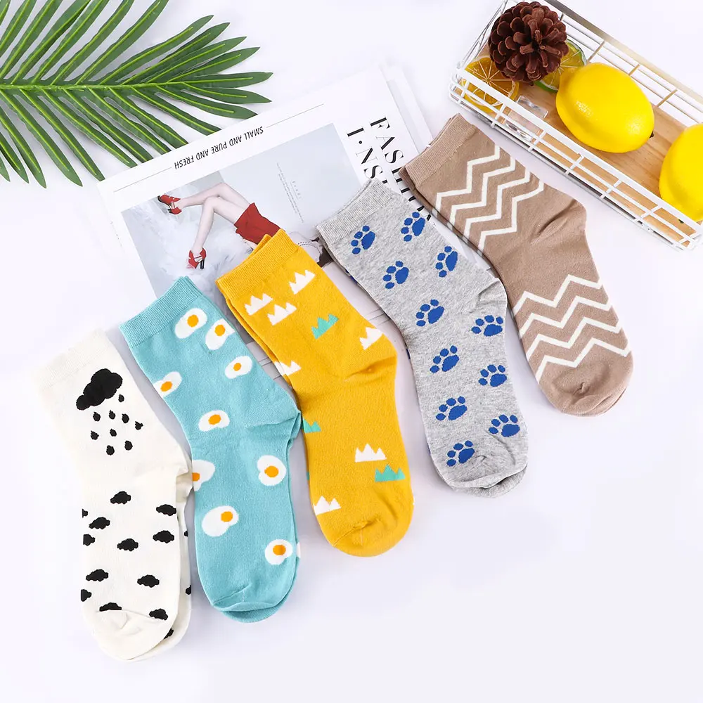 5 видов цветов Модные женские носки Сезон осень зима Теплые в полоску|Носки| |