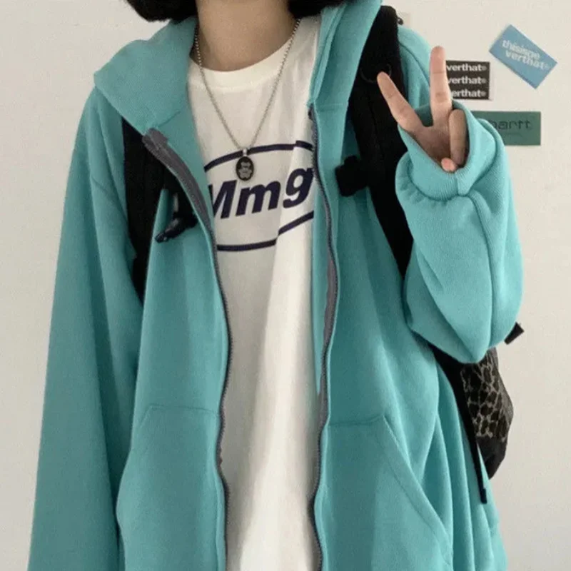 

Fashion 2021 big plus size jackets for Women winter Hooded Cardigans Ladies Loose Casual Female Clothes jacket black coat