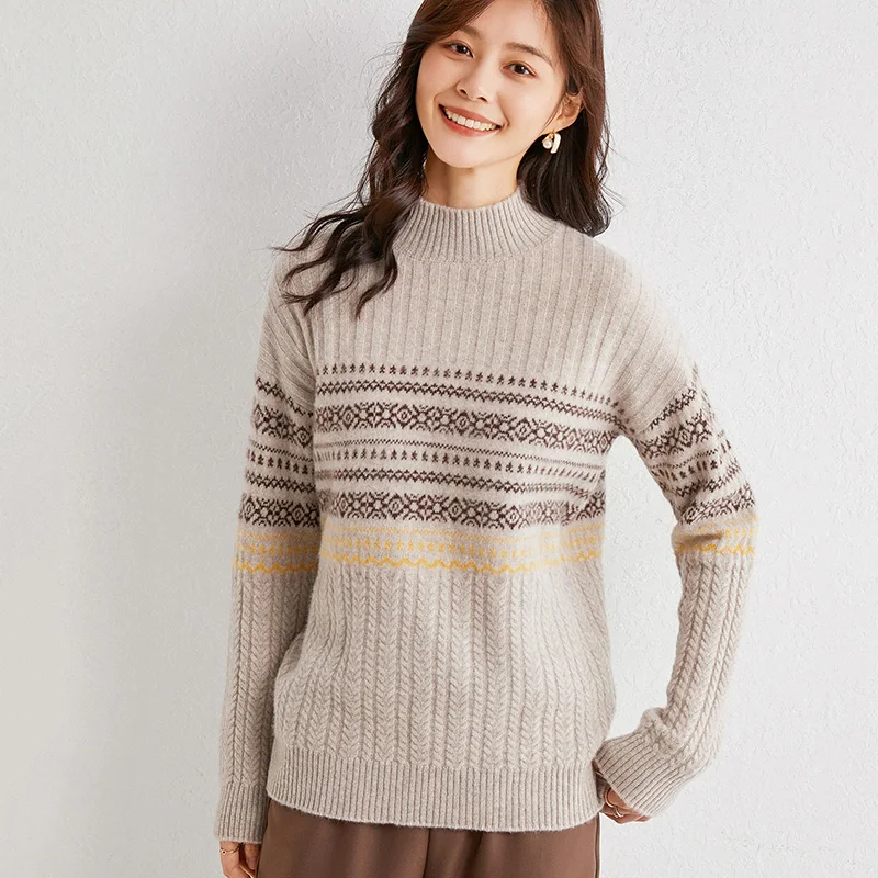 adishree 2020 woman winter 100% Cashmere sweaters and autumn knitted Pullovers High Quality Warm Female thickening Turtleneck