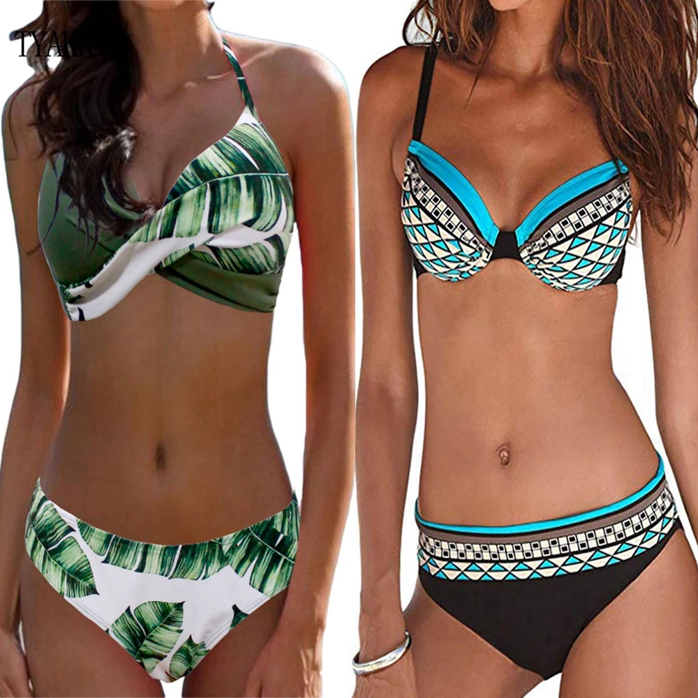 Бикини Push Up для женщин купальник Холтер Крест ванный комплект одноцветное свободное платье из двух предметов Maillot de bain бразильский femme