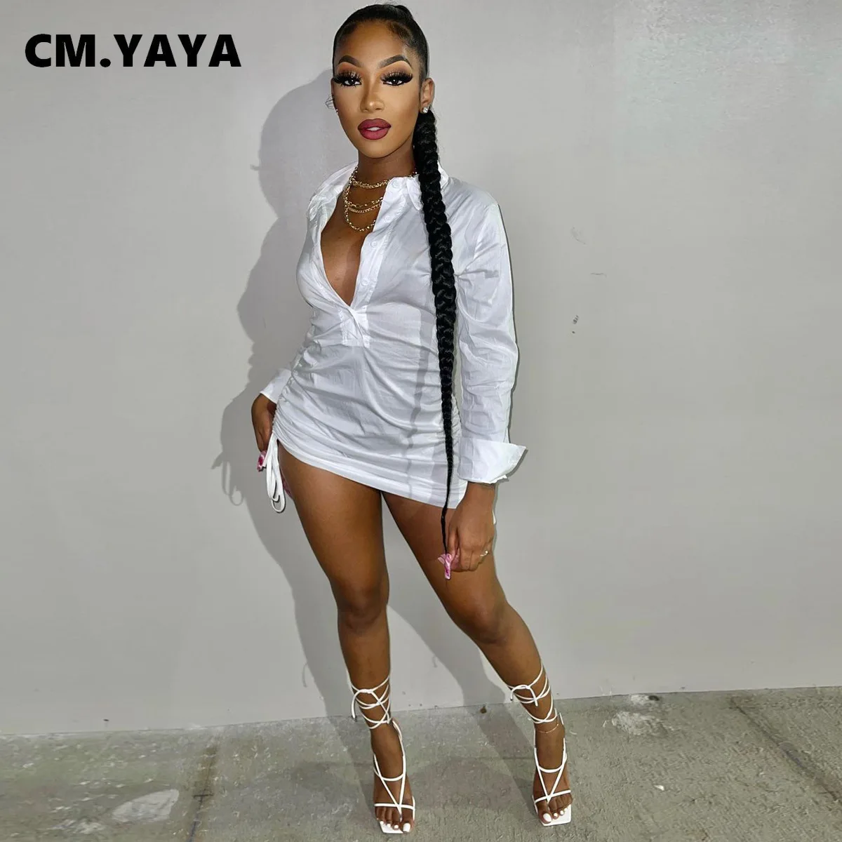 Женское однотонное платье-мини CM.YAYA Стрейчевые прямые платья офисные модные