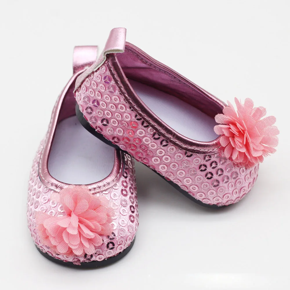 pink shoes doll 43 см Высота девушки куклы флэш цветок обувь для 1" Кукла Born Baby Doll зимние Рождественские туфли кукольные аксессуары - Цвет: pink shoes doll