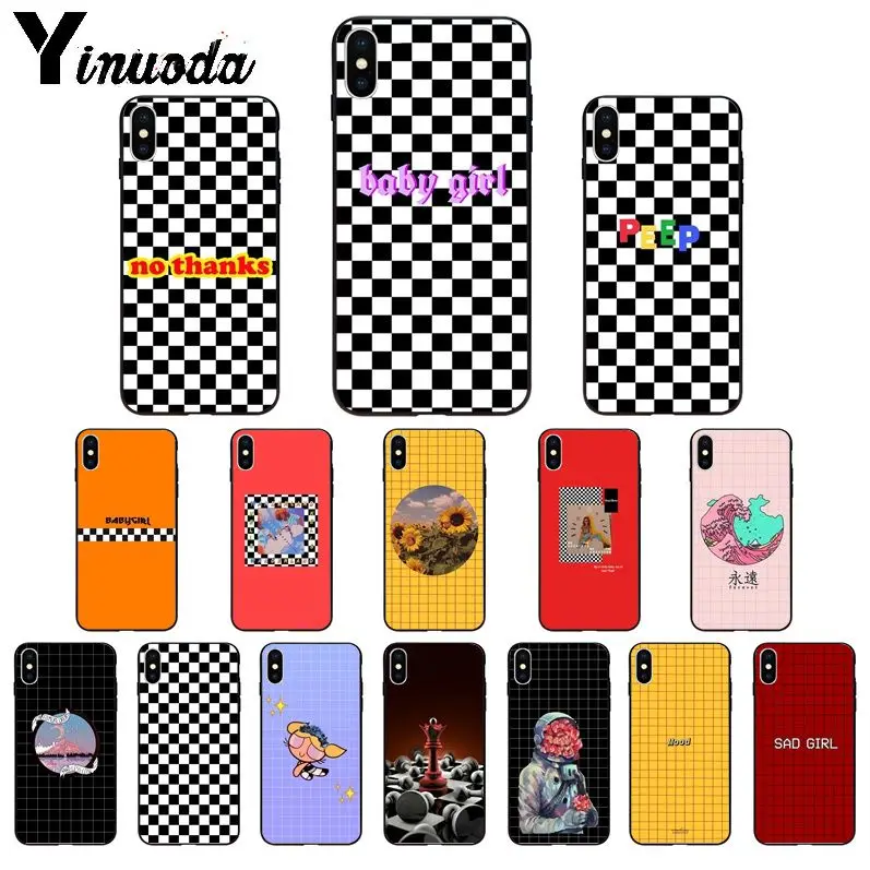 Yinuoda черный и белый шахматная доска ТПУ Мягкий силиконовый чехол для телефона для iPhone 8 7 6 6S Plus X XS MAX 5 5S SE XR 11 11pro max чехол