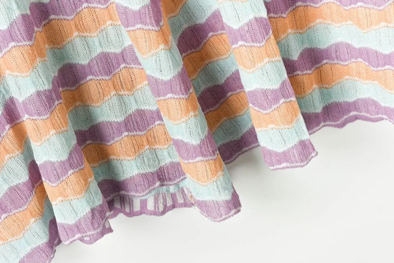 Вязаный женский комплект из 2 предметов 2019 Осенняя популярная цветная полоска