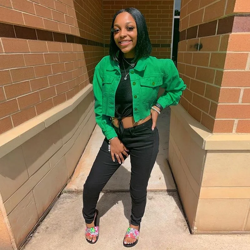 Женские модные тонкие однотонные Цвета джинсовая куртка Пальто Сезон весна