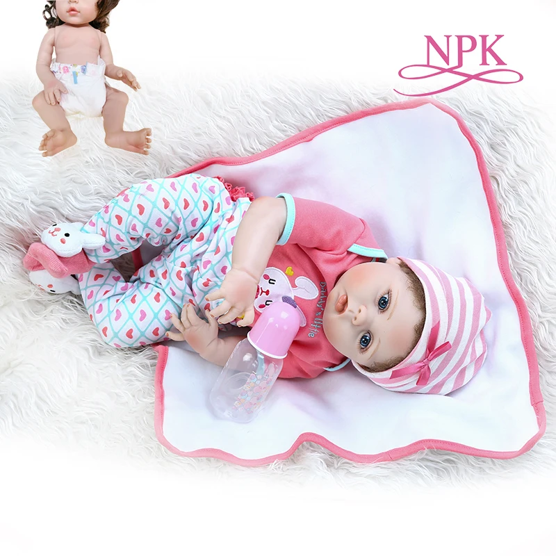 Мягкая Кукла reborn baby girl 56 см мягкая игрушка для ванны волнистые волосы