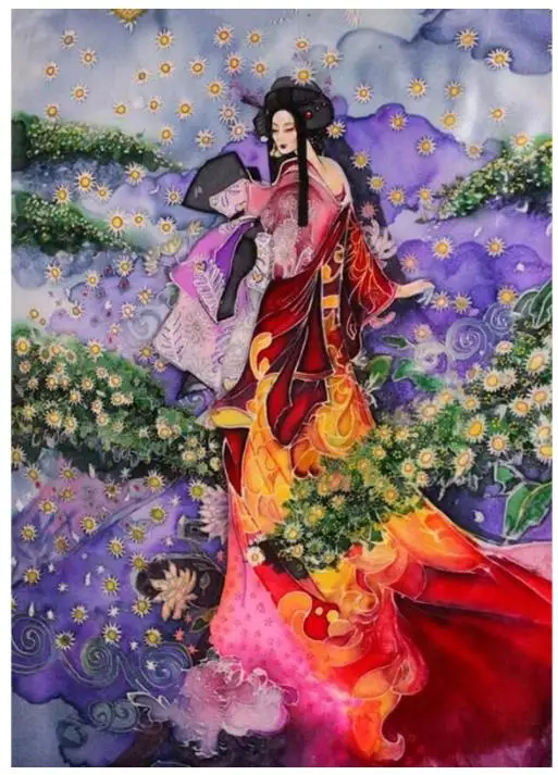 Женская алмазная живопись японская вышивка гейши Цветочная мозаика