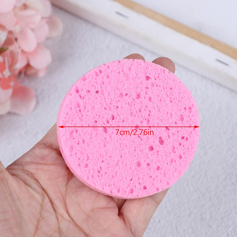 

5pcs Face Cleaning Washing Product Natural Wood Fiber Face Wash Cleansing Round Sponge Beauty Makeup Tools