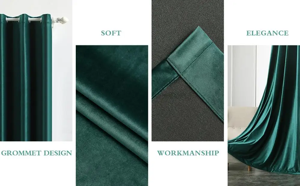 Бархатные затемняющие шторы с высоким затенением для спальни гостиной