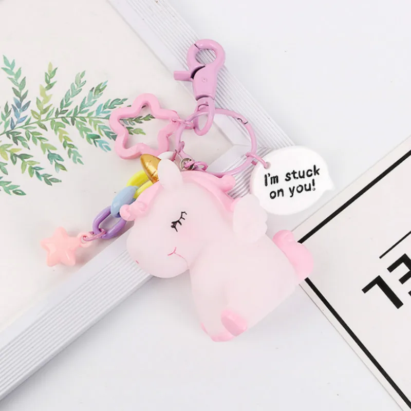 Pink keychain Симпатичные Мультяшные наушники чехол для AirPods с брелок для ключей с единорогом беспроводной Bluetooth кожухи головных телефонов для Apple AirPods 2 аксессуары - Цвет: Pink keychain