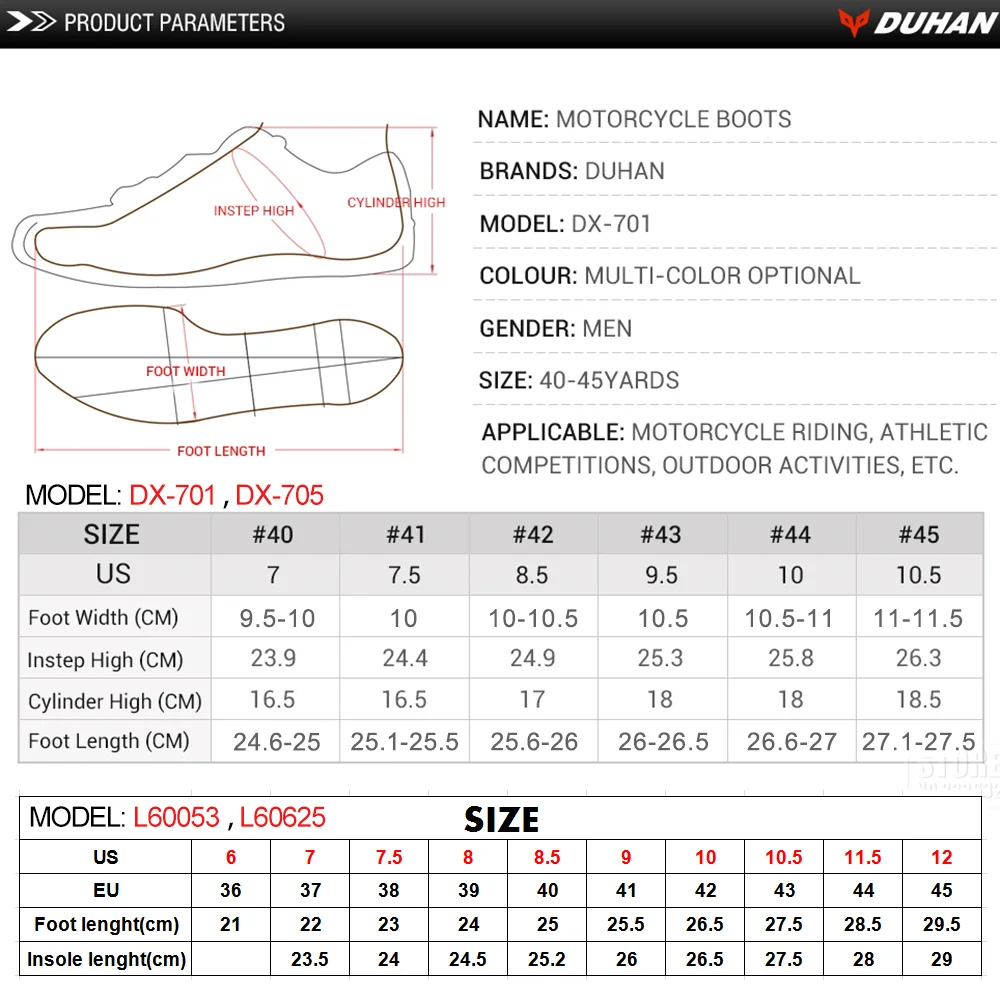 

DUHAN Motorcycle Boots Cycling Shoes Men's Leather Cowhide Four Seasons Off-road Motorcycle Boots Waterproof Breathable Leather