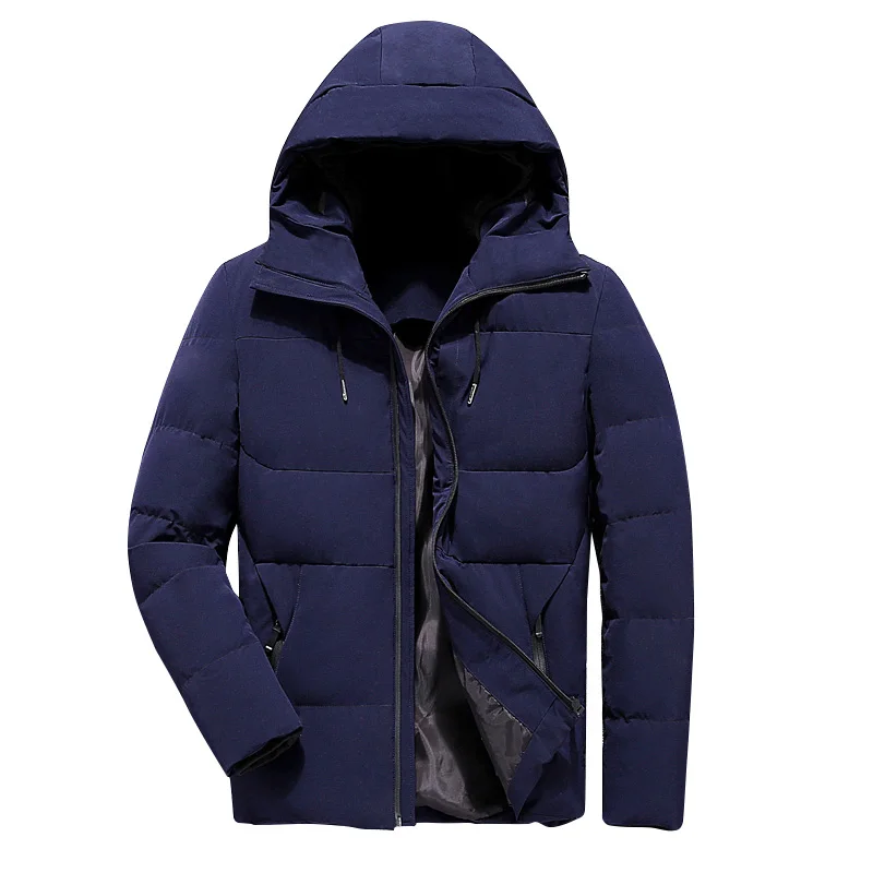 Dark blue Брендовая зимняя куртка мужская одежда повседневное с капюшоном воротник модное зимнее пальто парка мужская верхняя одежда теплая облегающая 4XL - Цвет: Dark blue