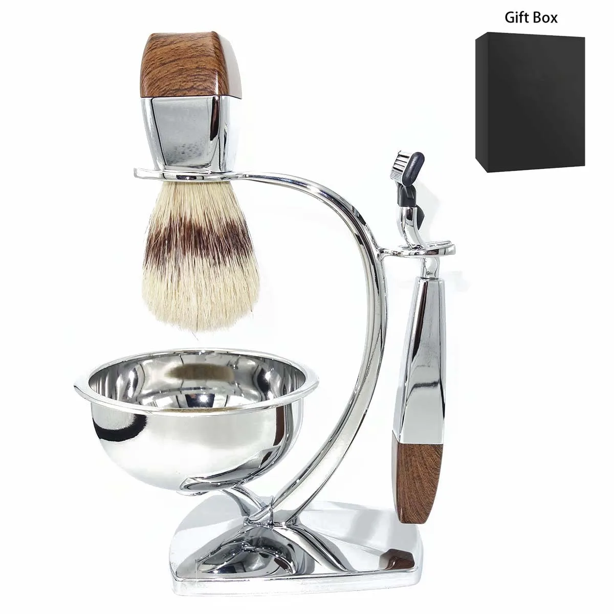 Бритва для мужчин WG Classic безопасная бритва с ручкой из зернистой древесины