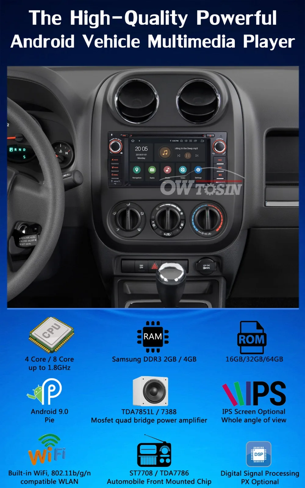 PX6 4G+ 64G Android 9,0 Автомобильный DVD радио gps для Jeep Wrangler Компас Commander Cherokee Dodge caliber путешествие Liberty CarPlay DSP