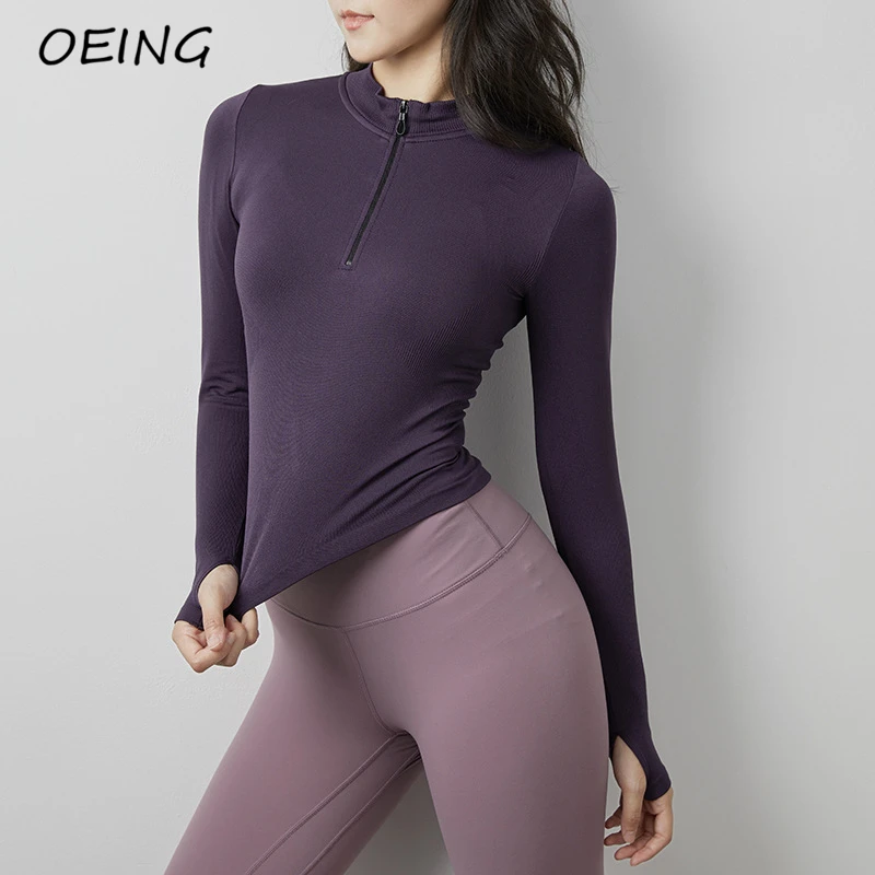 

2021 Workout Tops for Women Yoga Fitness Clothing Breathable Long Sleeve Jogging Zip Up Shirts