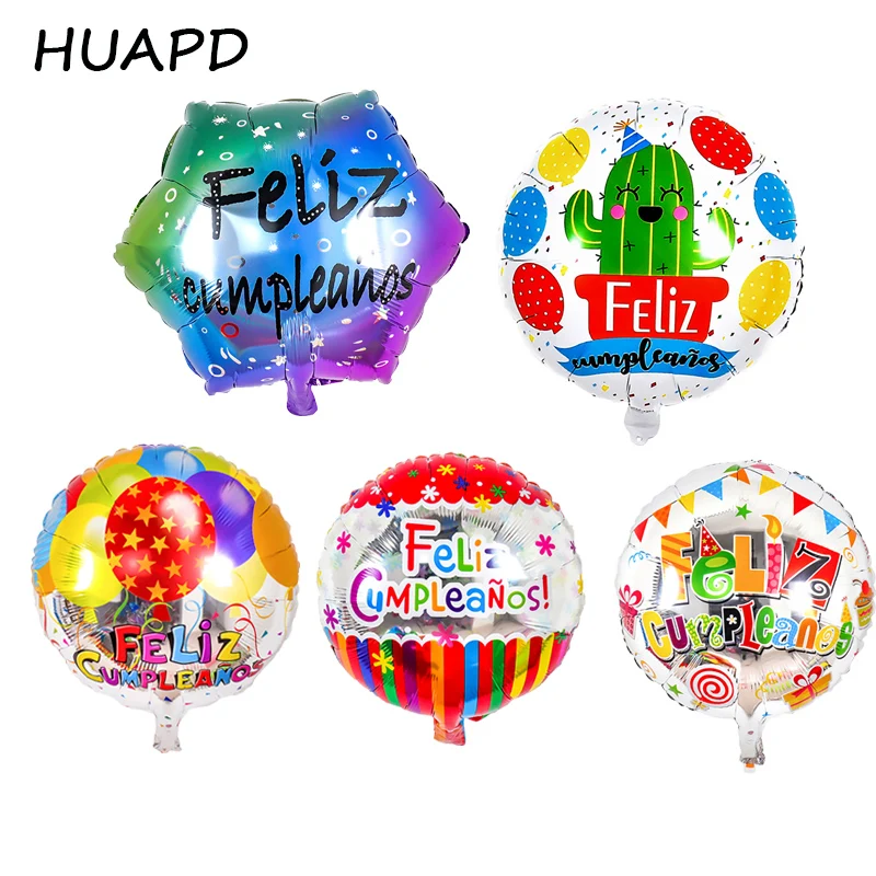 10 шт./лот 18 дюймов Feliz cumpleanos испанский день рождения воздушные шары Круглый mylar