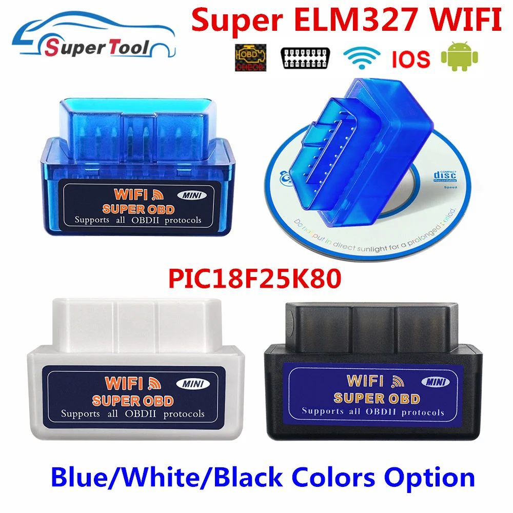 5 шт./лот ELM327 V1.5 PIC18F25K80 WI FI OBDII автомобиля диагностический инструмент ELM 327 FI/Wi Fi 1 OBD 2