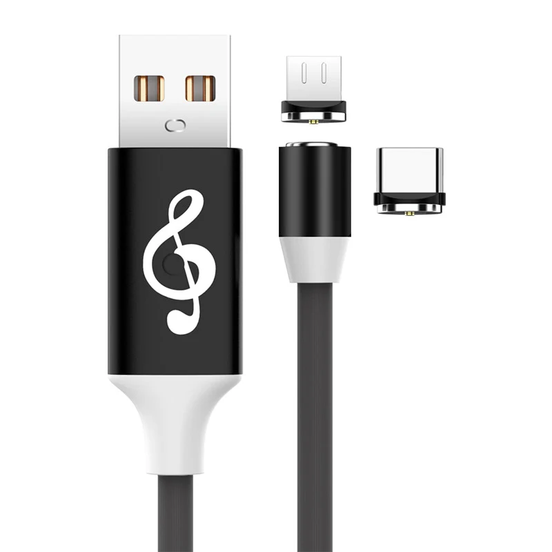 Магнитный зарядный кабель USB Type-C со светодиодной подсветкой Micro для Samsung S10 S9 с