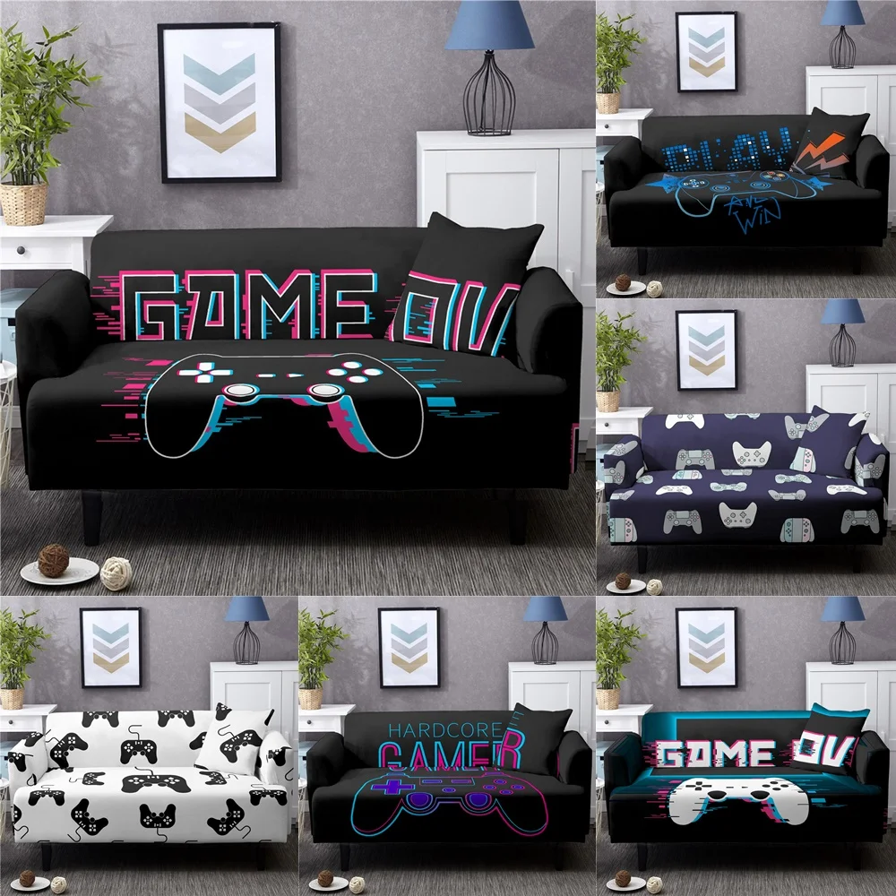 

Game Controllers Sofa Cover Stretch Gamepad Couch Covers Anti-Dirty Living Room Letter Elastic Chair Slipcovers 1/2/3/4 Seaters