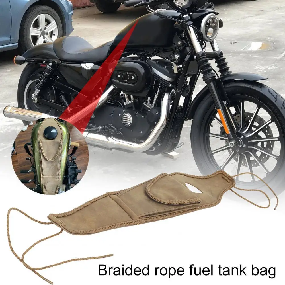 

Vintage Fuel Tank Bag Braided Bronze Rivet Faux Leather Oil Tank Panel Cover Bag for Sportster 883