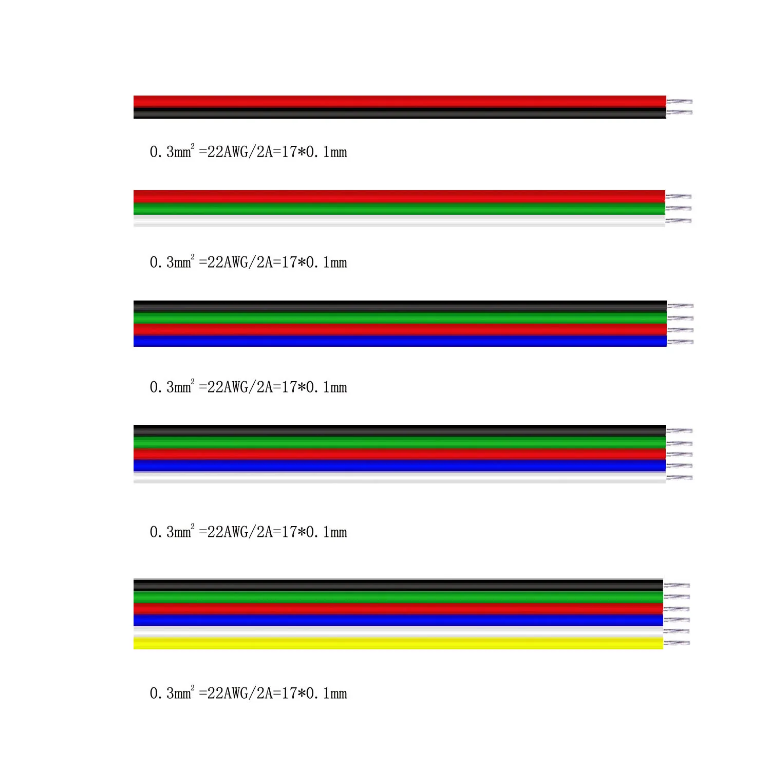 Светодиодный проводной кабель 22AWG 2Pin/3Pin/4Pin/5Pin/6pin для WS2812B WS2811 5050 2835 5730 Светодиодная