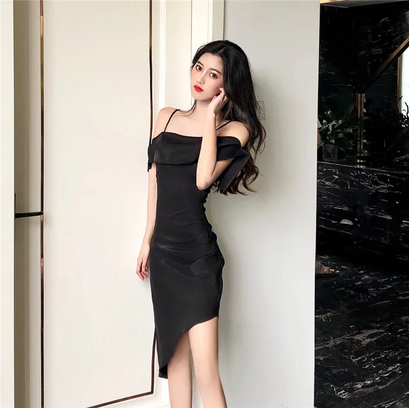 

butterfly sleeve slash neck off shoulder asymmetrical England style summer Women's Clothing knee-length dress Elegant dresses