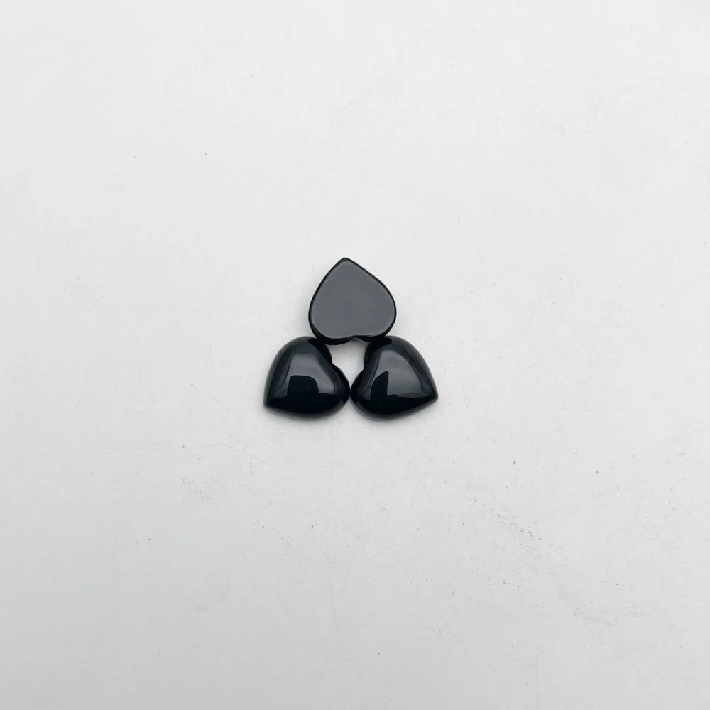 

fashion 15MM black agates Heart shaped cab cabochon natural stone beads for making Jewelry Charm parts 24Pcs/lot Free shipping