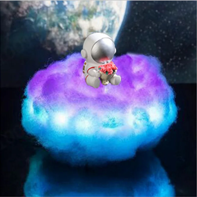 

2021 New Dropship LED Colorful Clouds Astronaut Lamp With Rainbow Effect As Children's Night Light Creative Birthday Gift