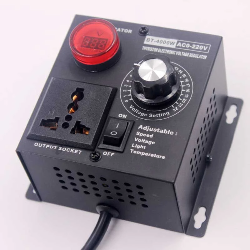 Ac220V 4000W Scr Electronic Voltage Regulator Temperature Motor Fan Speed Controller Dimmer Electric Tool Adjustable Eu Plug |