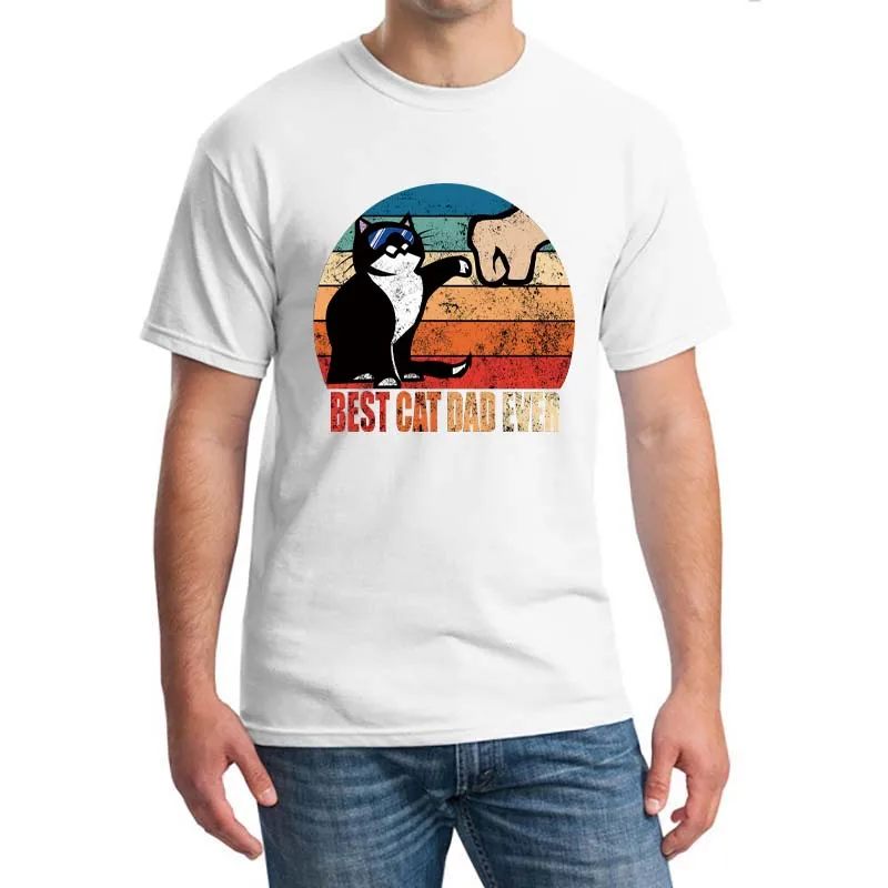 

Lycra Funny Cat Best Birthday Tshirt for Men Clothing Best Cat Dad Ever Cat Daddy Vintage T Shirts Lover Father Camisa