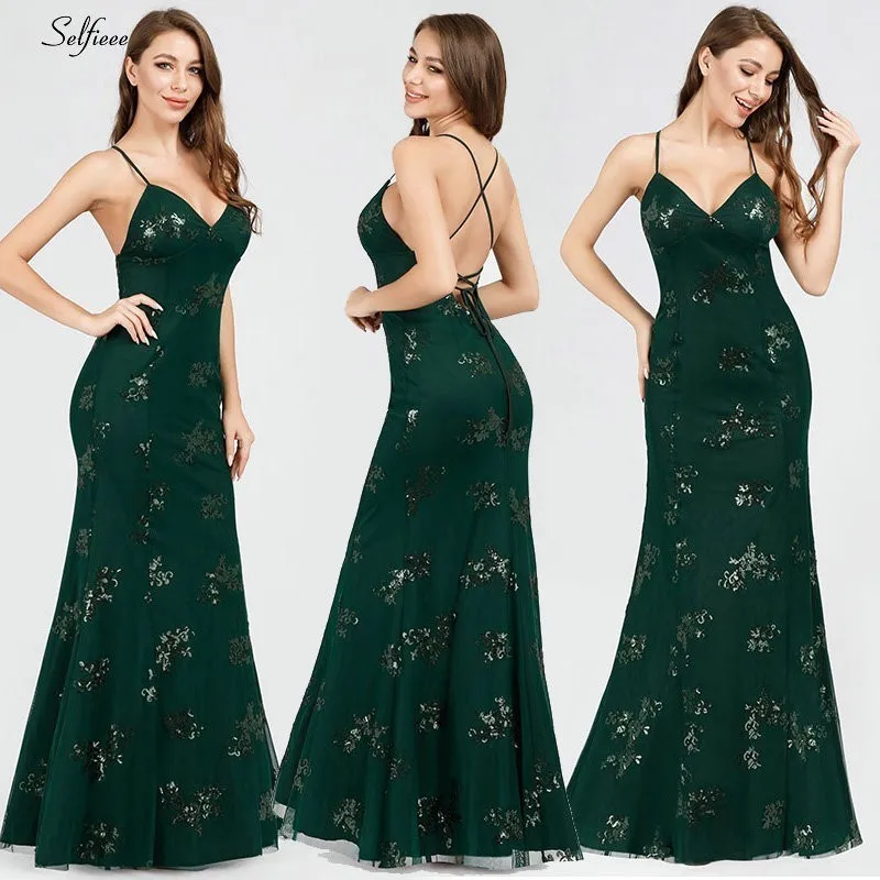 Элегантные женские макси платья с длинным глубоким v-образным вырезом русалка