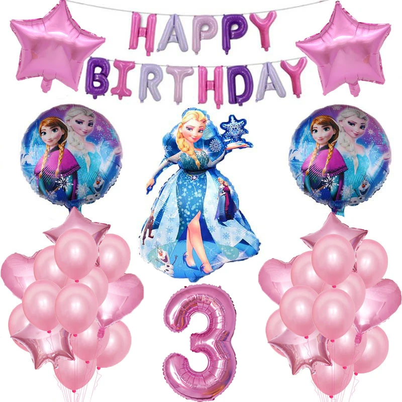 Globos de helio de princesa de Frozen de Elsa, Disney, n&uacute;mero de 32 pulgadas, decoraciones de fiesta de cumplea&ntilde;os para ni&ntilde;as, juguetes para ni&ntilde;os-2