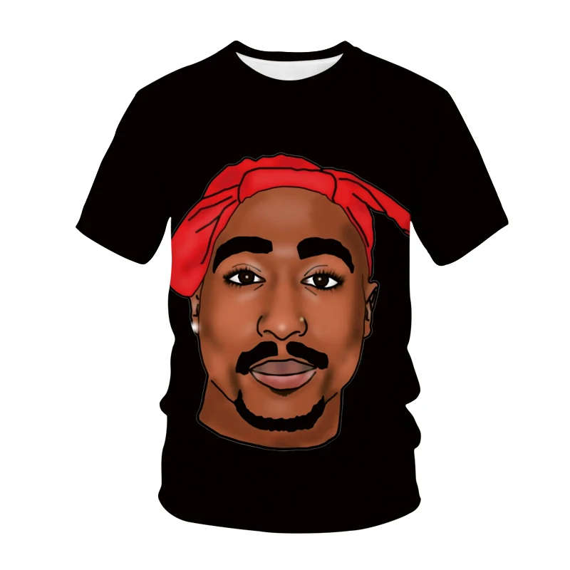 

Rock 2pac Shirts 3D Print Summer Male Tops Tees Tupac Amaru Shakur Hip Hop Streetwear Fashion Round Neck Oversize tshirts Unisex