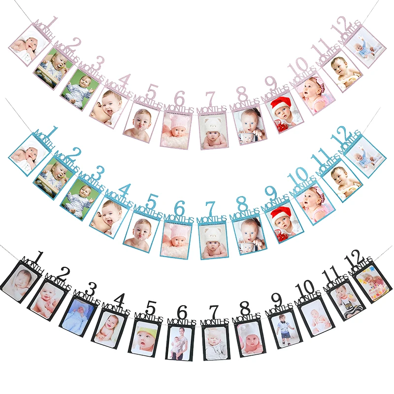 Фоторамка для первого дня рождения малышей баннер 12 месяцев бандаж мальчиков и