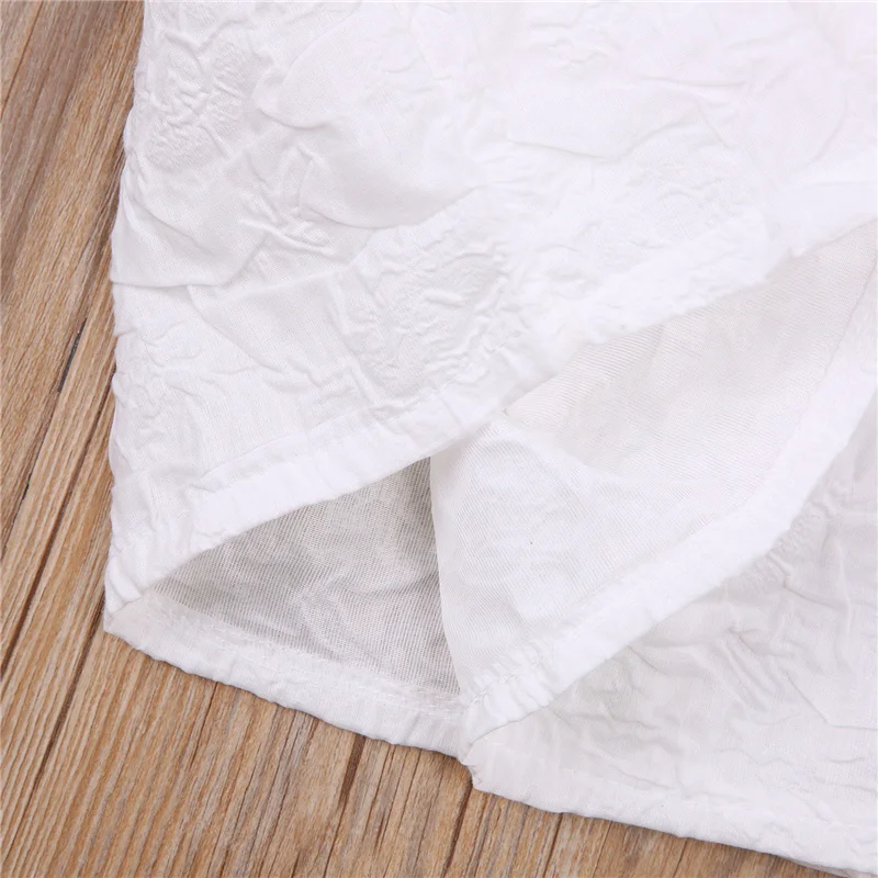 

3-8Y Children Girls Princess Dress Fashion Clothes Cute Square Neck Short Puff Sleeve White Loose Swing Dress Summer Outfit Set