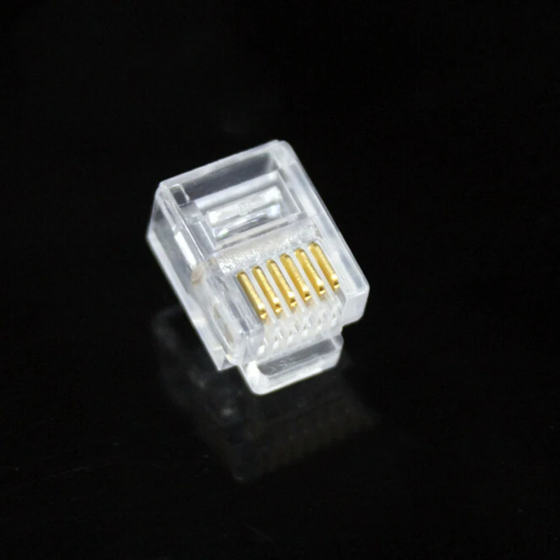 

Gold Plated Network Connector 100PCS Crystal Head RJ11 Modular Plug
