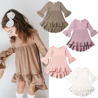 fast shipping 1 3t flower baby girl dress party wedding princess toddler kid birthday solid fall dresses sweet