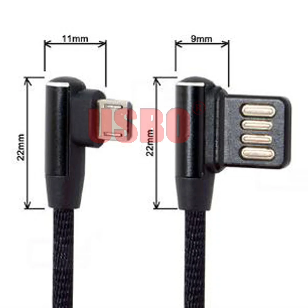 Поставка черный нейлоновый тканый Сетчатый Чехол 15 см двойной локоть микро USB к V8